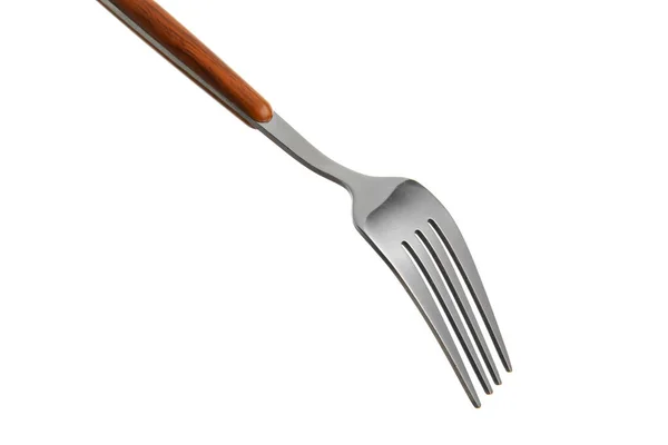 Stylish Stainless Steel Fork White Background Closeup — Stock Photo, Image