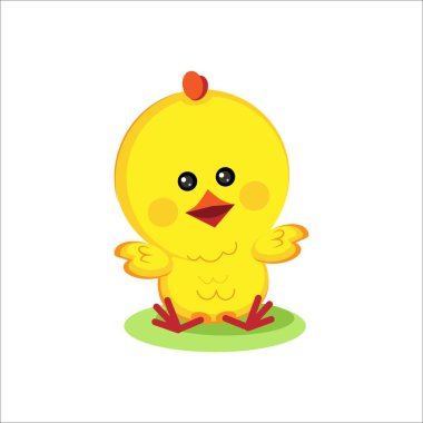 Beyaz arka planda sevimli sarı piliç