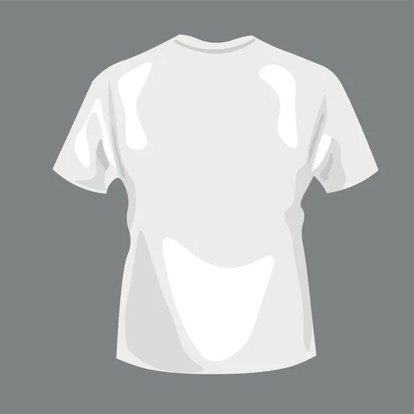 Elegante Camiseta Blanca Sobre Fondo Gris Vista Trasera — Vector de stock