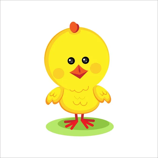 Schattig Geel Chick Witte Achtergrond — Stockvector