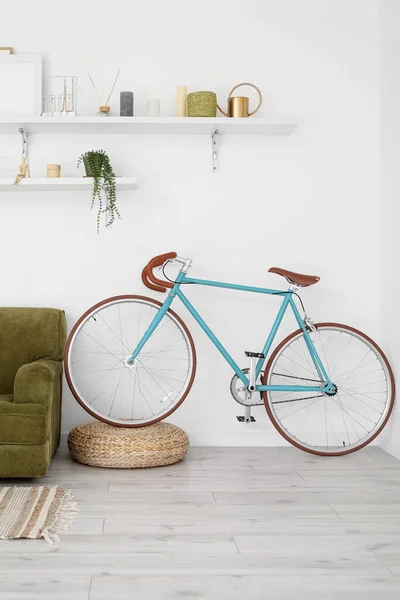 Modern Bicycle Sofa Light Wall Living Room — Stock Photo, Image