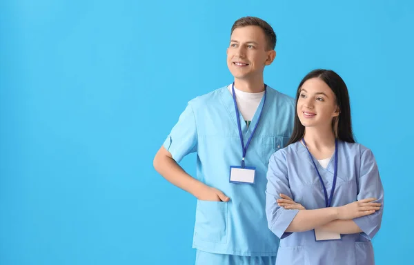 Medical Assistants Badges Blue Background — Stock Photo, Image