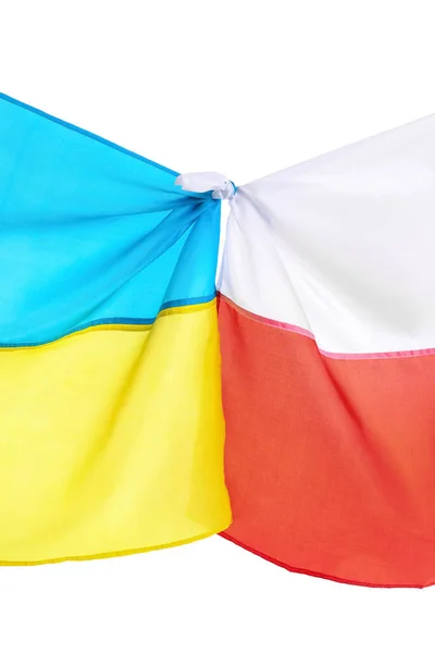 Drapeaux Ukraine Pologne Sur Fond Blanc — Photo