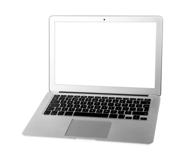 Laptop Moderno Com Tela Branco Isolado Branco — Fotografia de Stock