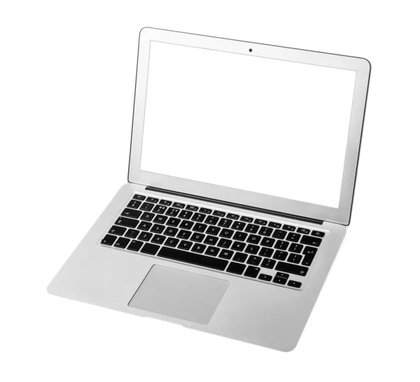 Modern Laptop Med Blank Skärm Isolerad Vit — Stockfoto