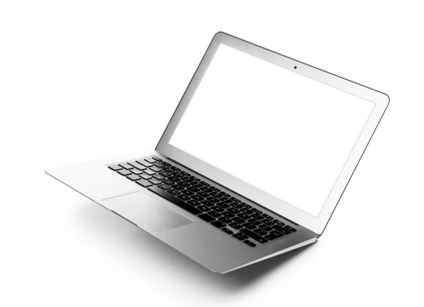 Laptop Moderno Com Tela Branco Isolado Branco — Fotografia de Stock