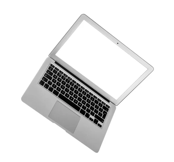 Moderner Laptop Mit Leerem Bildschirm Isoliert Auf Weiß — Stockfoto