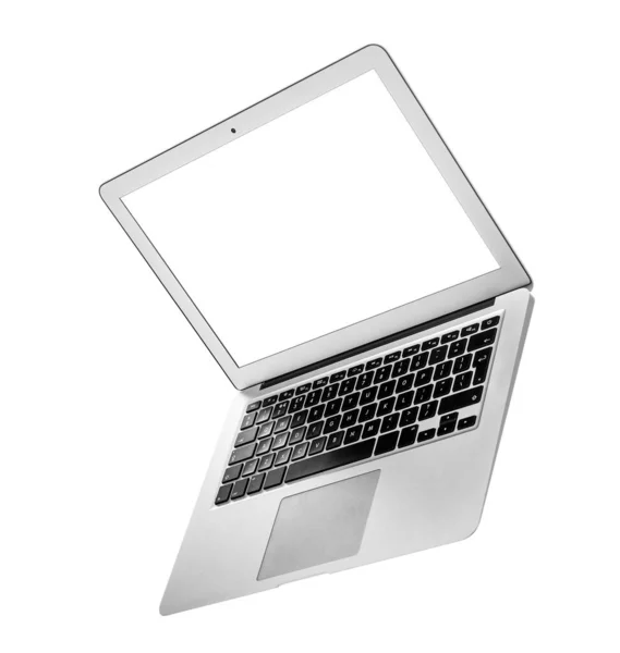 Сучасний Ноутбук Порожнім Екраном Ізольовано Білому — стокове фото