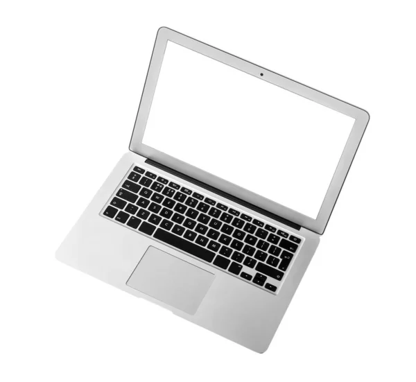 Modern Laptop Med Blank Skärm Isolerad Vit — Stockfoto