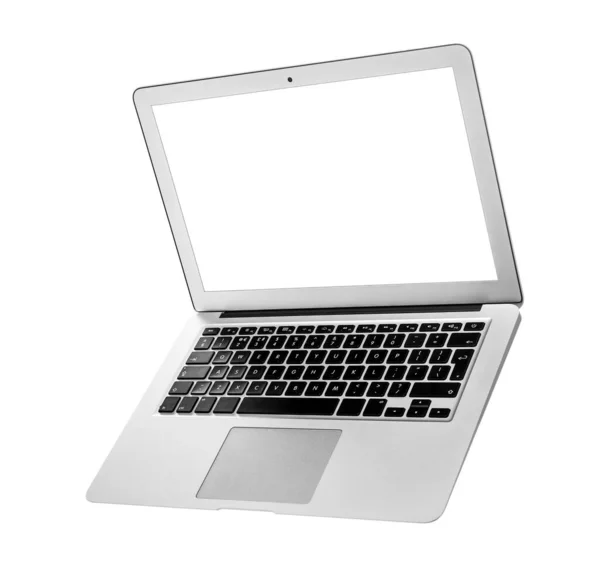 Laptop Moderno Com Tela Branco Isolado Branco — Fotografia de Stock