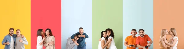 Set Molte Persone Sfondo Colorato Giorno Dell Amicizia — Foto Stock