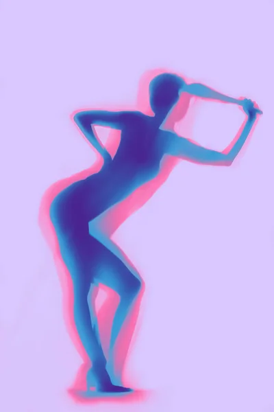 Silhouette Beautiful Sexy Woman Curtain Color Background — Stock Photo, Image