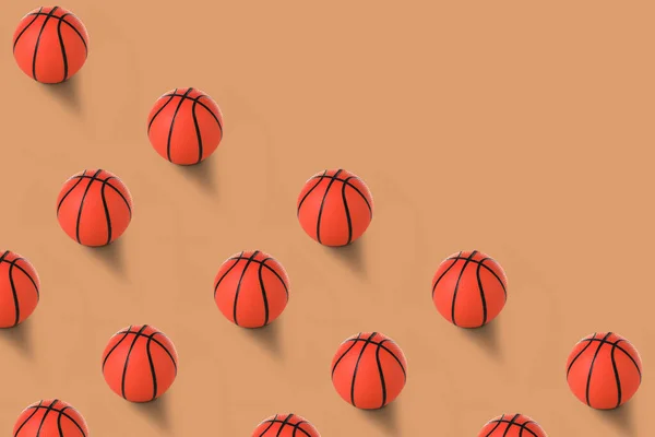 Many basketball balls on beige background with space for text