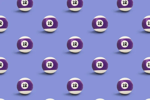 Many Billiard Balls Lilac Background Pattern Design — Stock Photo, Image