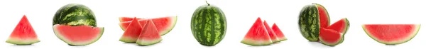 Set Rijpe Watermeloenen Geïsoleerd Wit — Stockfoto