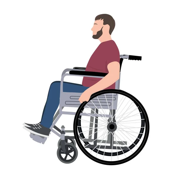 Mężczyzna Wózku Inwalidzkim Białym Tle — Wektor stockowy