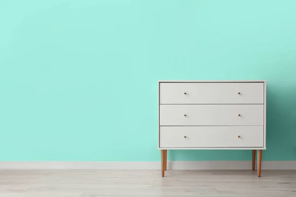 Modern Chest Drawers Mint Wall Room — Stock Photo, Image