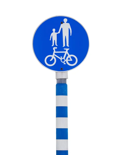 Cykel Och Gångväg Trafikskyltar Vit Bakgrund — Stockfoto