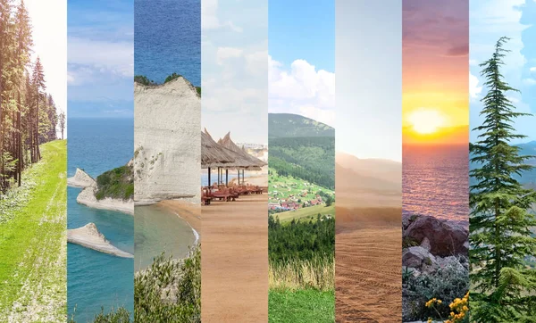 Summer Collage Beautiful Picturesque Landscapes — Stock Photo, Image