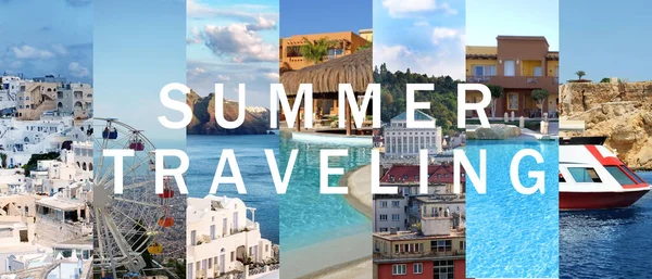 Summer Collage Beautiful Landscapes Sea Resorts — Stock Photo, Image