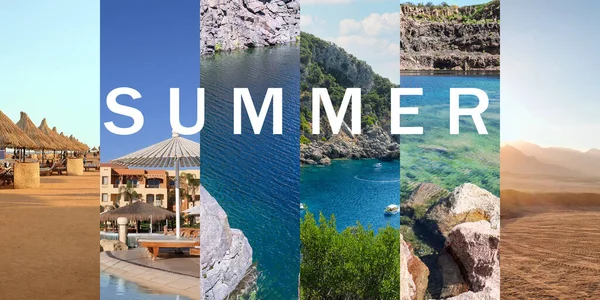 Summer Collage Beautiful Landscapes Resorts — Stock Photo, Image