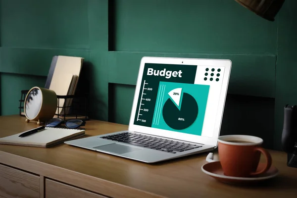 Modern Workplace Laptop Room Budget Planning — Stock Photo, Image