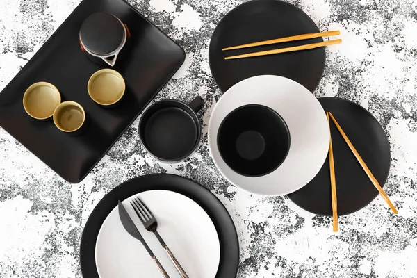 Stylish Table Setting Chopsticks Light Background — Stock Photo, Image