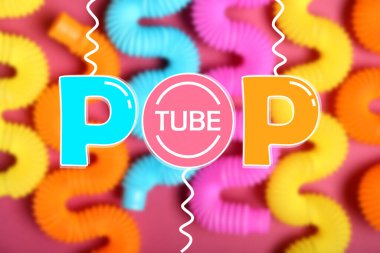 Metin POP TUBE ve bir sürü renkli kıpırtı