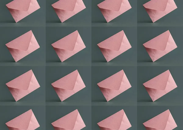 Many envelopes on grey background. Pattern for design