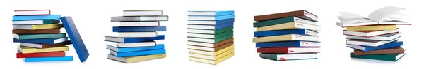Montones Muchos Libros Sobre Fondo Blanco — Foto de Stock