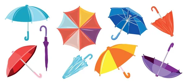 Nombreux Parapluies Colorés Sur Fond Blanc — Image vectorielle