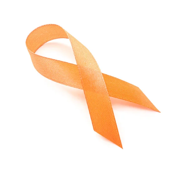 白い背景にオレンジのリボン 腎臓がんの概念 — ストック写真