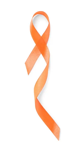 Ruban Orange Sur Fond Blanc Concept Cancer Rein — Photo