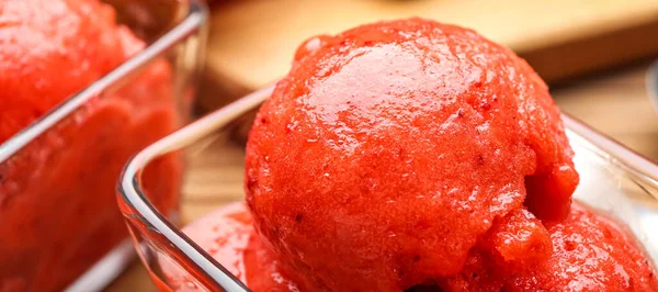 Delicious Watermelon Ice Cream Bowl Closeup — Stock Photo, Image