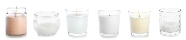 Set Aroma Candles Holders White Background — Stock Photo, Image