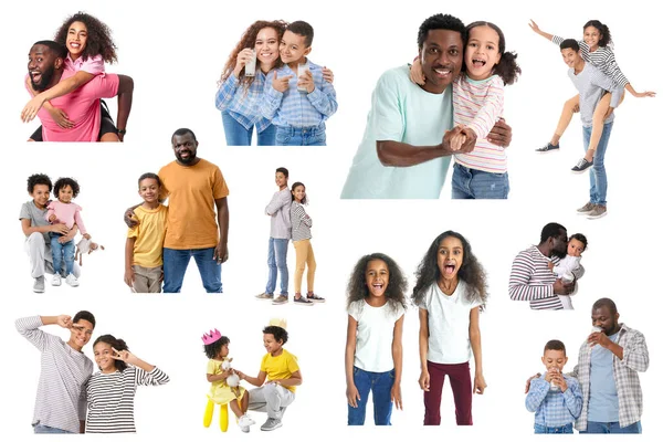 Bir Grup Mutlu Afro Amerikan Aile Üyeleri Beyazlar Üzerinde Izole — Stok fotoğraf