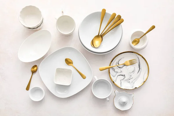 Beautiful Dinnerware White Background — Stock Photo, Image