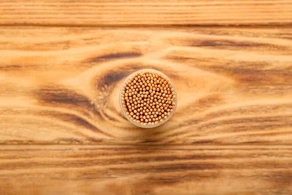 Holder Toothpicks Wooden Background — Stock Photo, Image