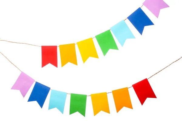 Colorful Festive Bunting Flags White Background — Stock Photo, Image