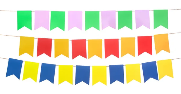 Colorful Festive Bunting Flags White Background — Stock Photo, Image