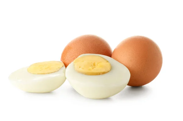 Huevos Cocidos Aislados Sobre Fondo Blanco —  Fotos de Stock