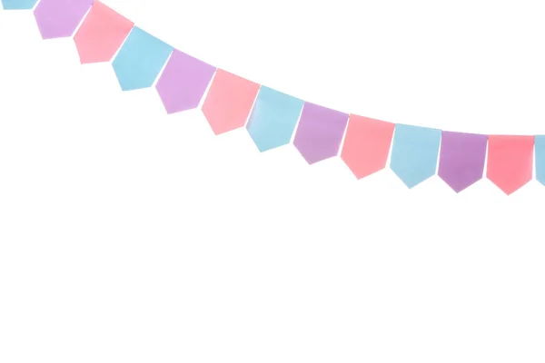 Festive Bunting Flags Isolated White — Stock Photo, Image