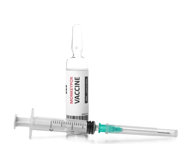 Monkeynex Vakcína Injekční Stříkačka Bílém Pozadí — Stock fotografie