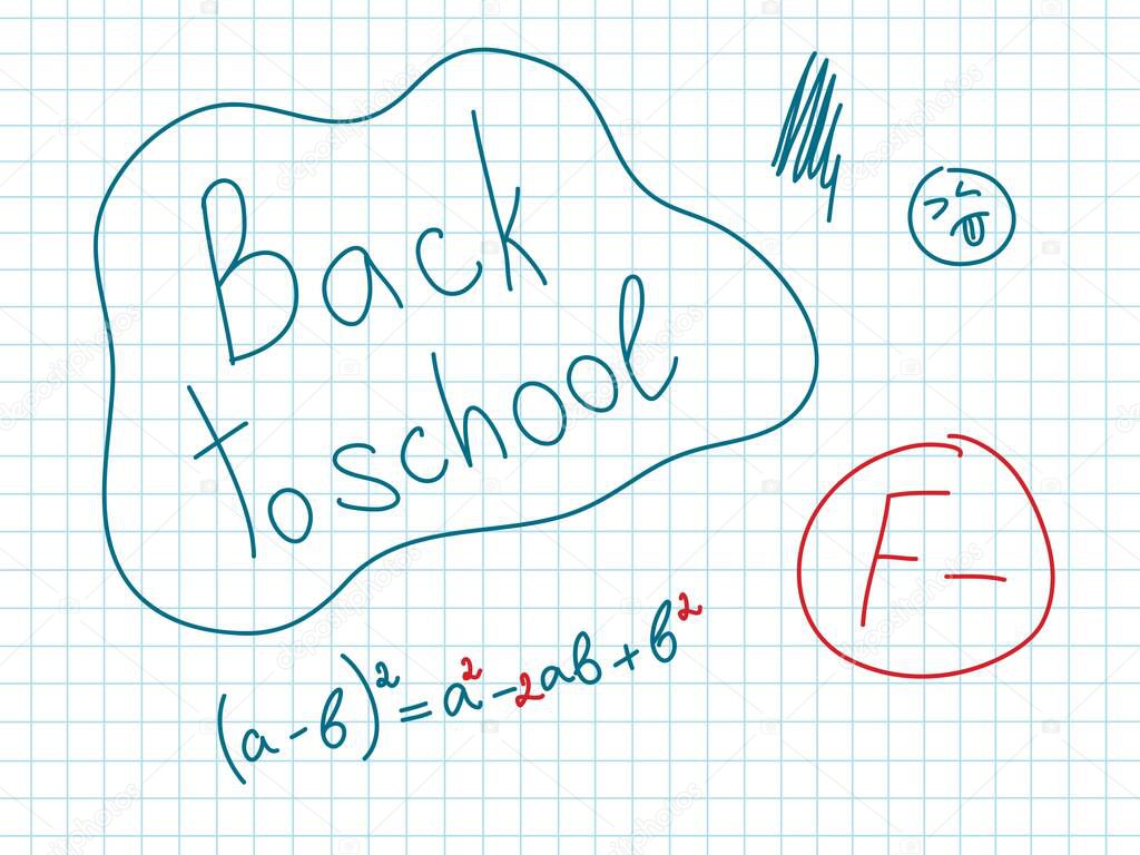 Copybook page with written text BACK TO SCHOOL