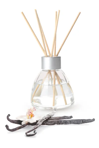 Reed Diffuser Vanille Witte Achtergrond — Stockfoto