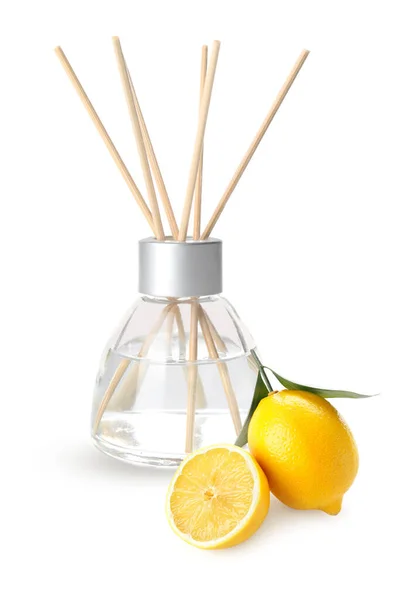 Reed Diffuser Lemons White Background — Stock Photo, Image