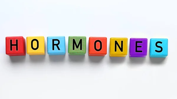 Word Hormones Made Cubes White Background — Stock Photo, Image