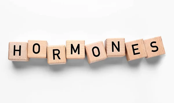 Word Hormones Made Cubes White Background — Stock Photo, Image