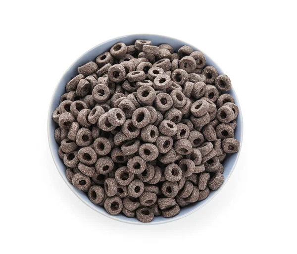 Bowl Black Cereal Rings Isolated White Background — Stock Photo, Image