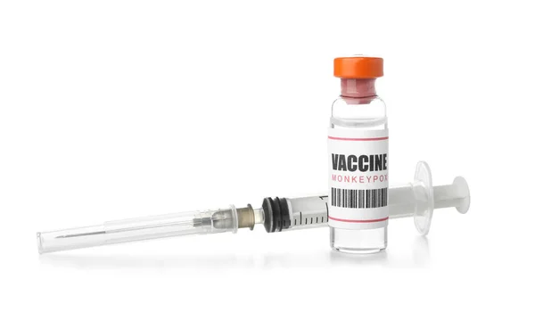 Monkeynex Vakcína Injekční Stříkačkou Bílém Pozadí — Stock fotografie